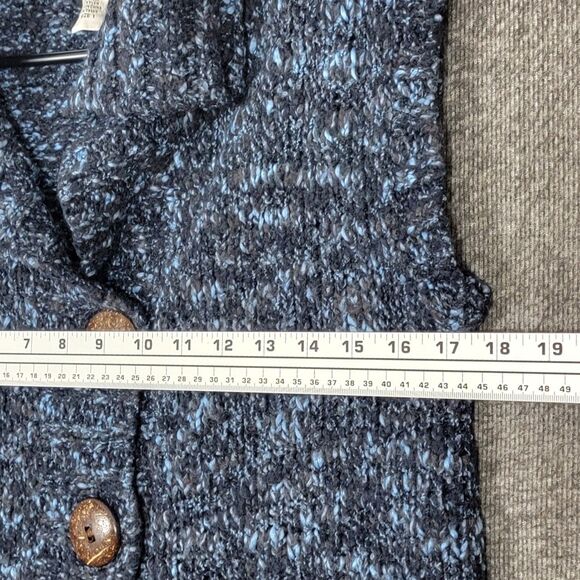 Chicos Cardigan Sweater Vest 1 Womens Medium Blue Black Wool Blend Knit Tunic - Picture 6 of 11